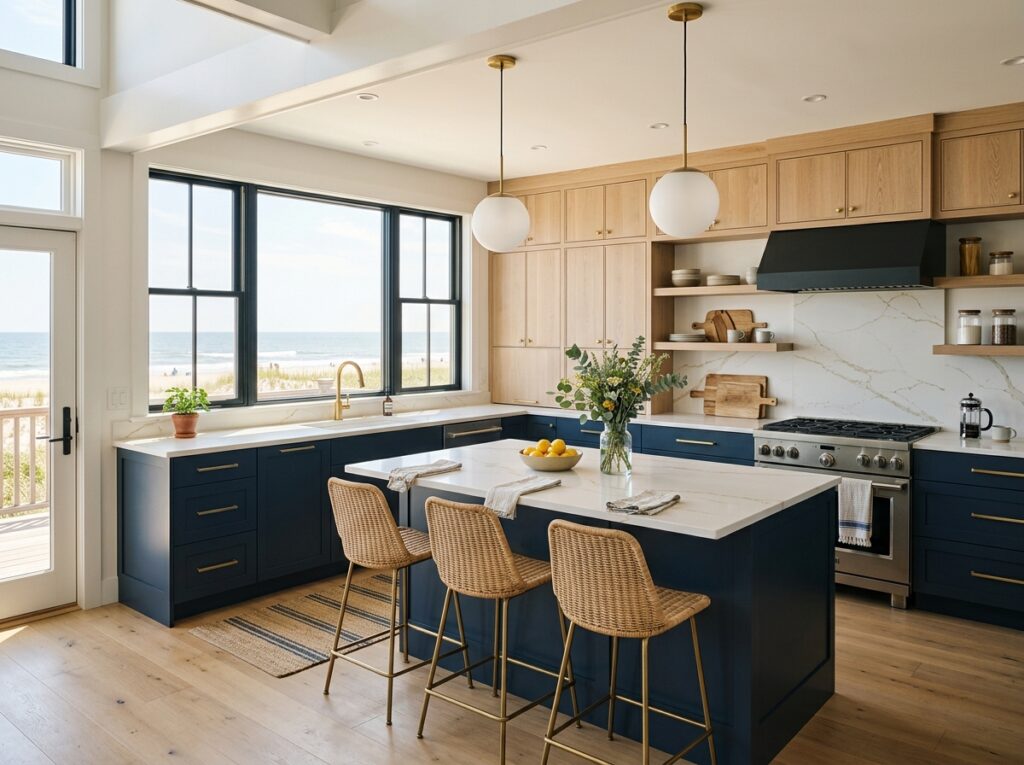 18. Matte Navy and Bleached White Oak