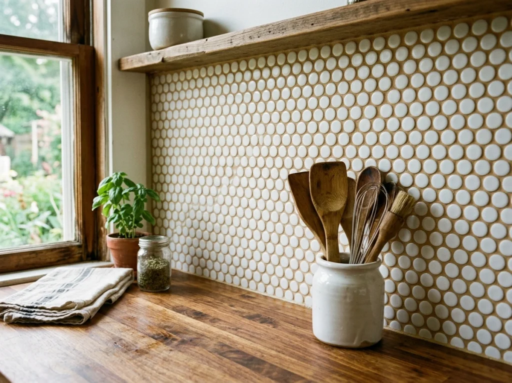 18. Classic Penny Tiles with Rich, Warm Grout