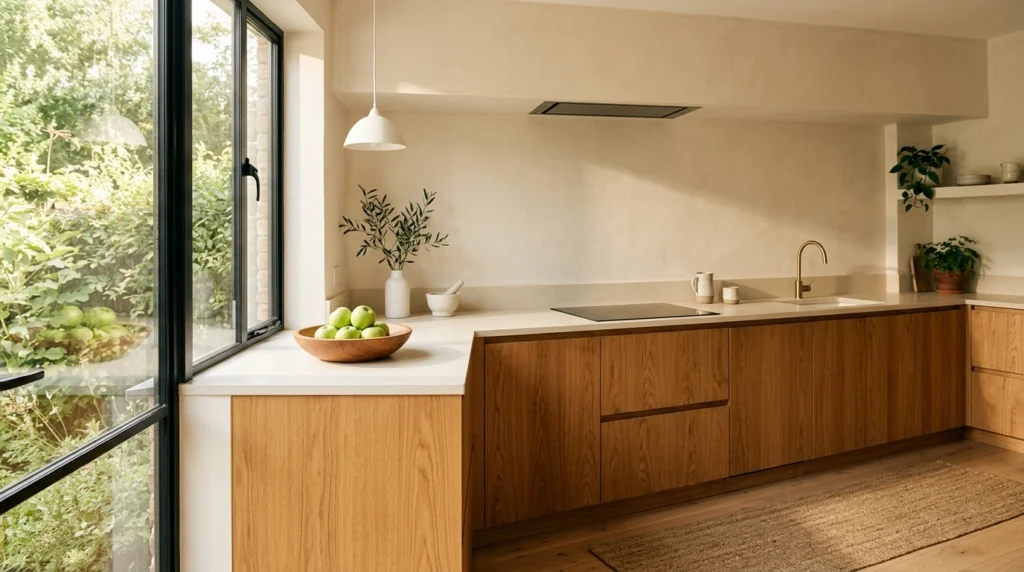 1. The Honey Oak and Cream Plaster Kitchen