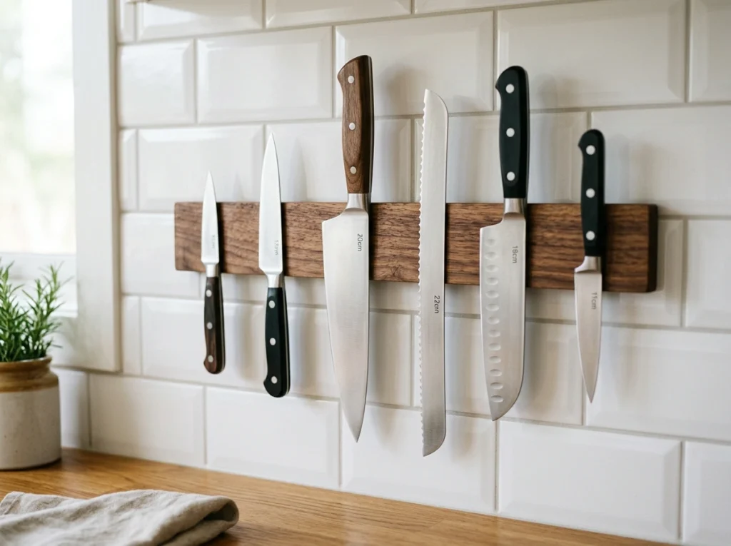 1. Magnetic Knife Strips to Free Up Counter Space