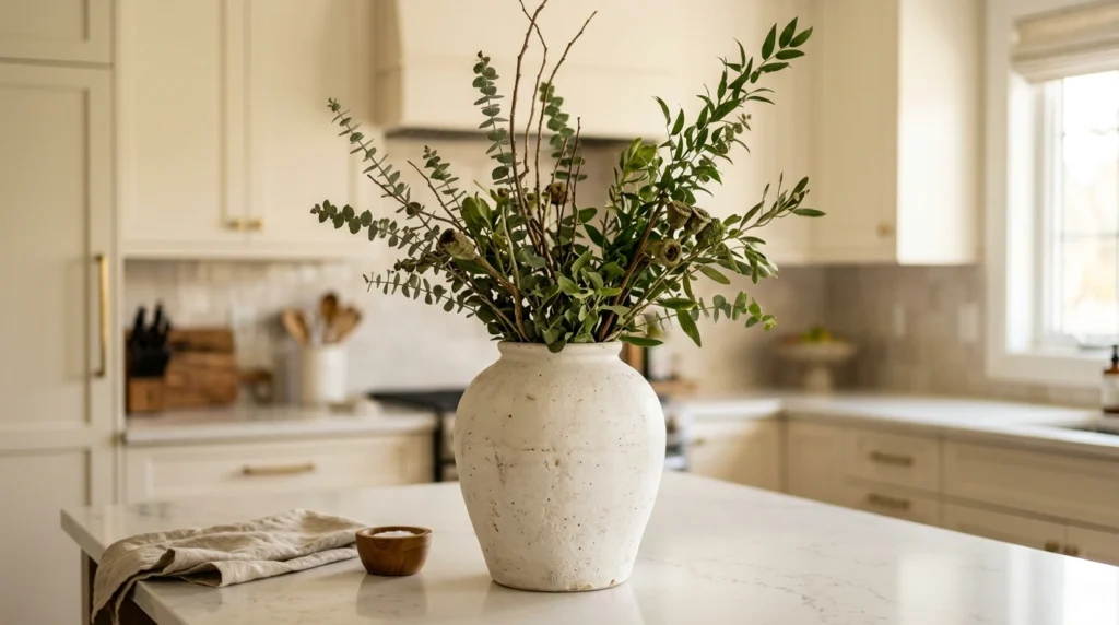 1. The Single Oversized Ceramic Vase with Wild Branches