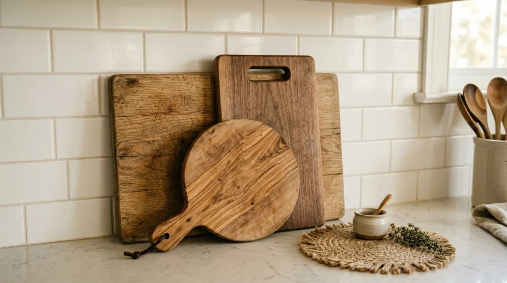 1. The Stacked Wooden Cutting Board Lean