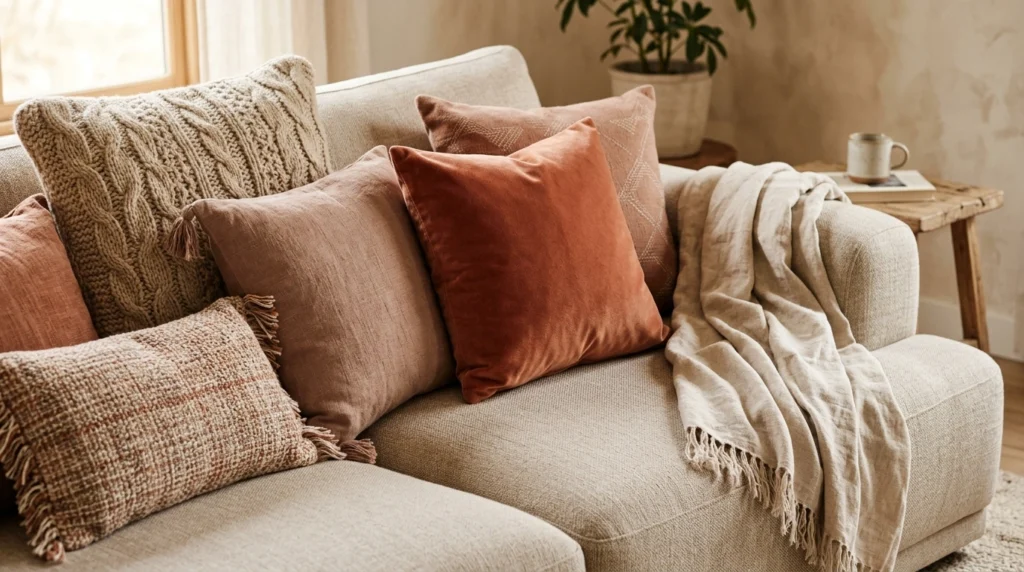 2. Layered Earthy Tones with Oatmeal and Soft Clay