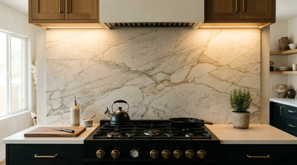 2. Honed Golden Calacatta Marble Backsplashes