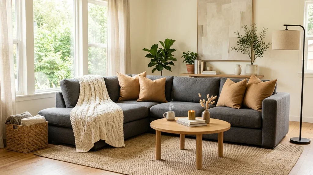 2. The Soft Charcoal Low-Profile Sectional