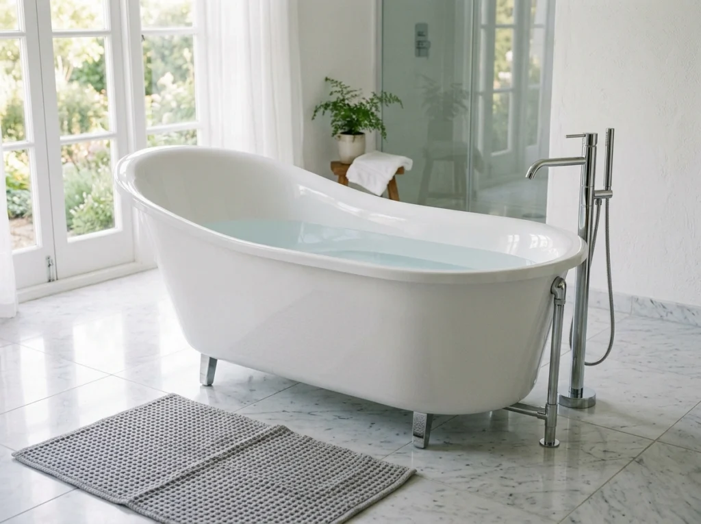 2. Classic White Acrylic Slipper Tub