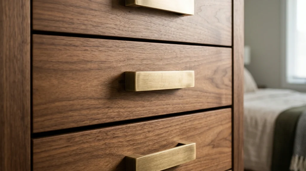 2. High-End Brushed Brass Hardware Upgrades