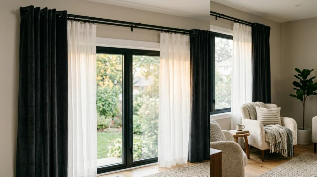 3. The Classic Double-Rod Sheer and Velvet Combo