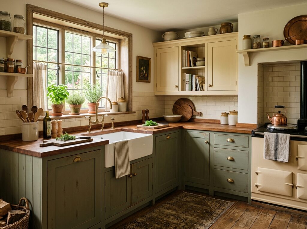 3. Muddy Sage Green and Soft Warm Cream