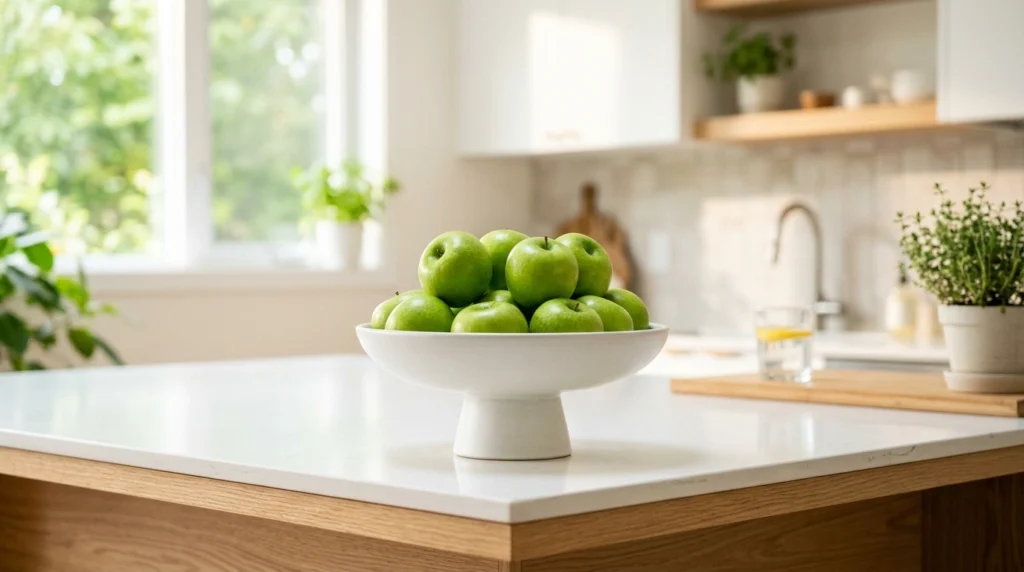 3. The Ceramic Pedestal with Fresh Fruit