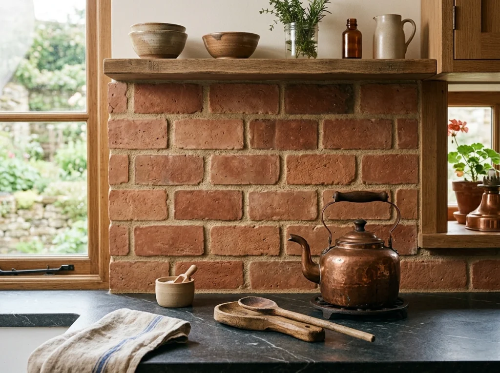 3. Warm Terracotta Brick for a Lived-In European Kitchen