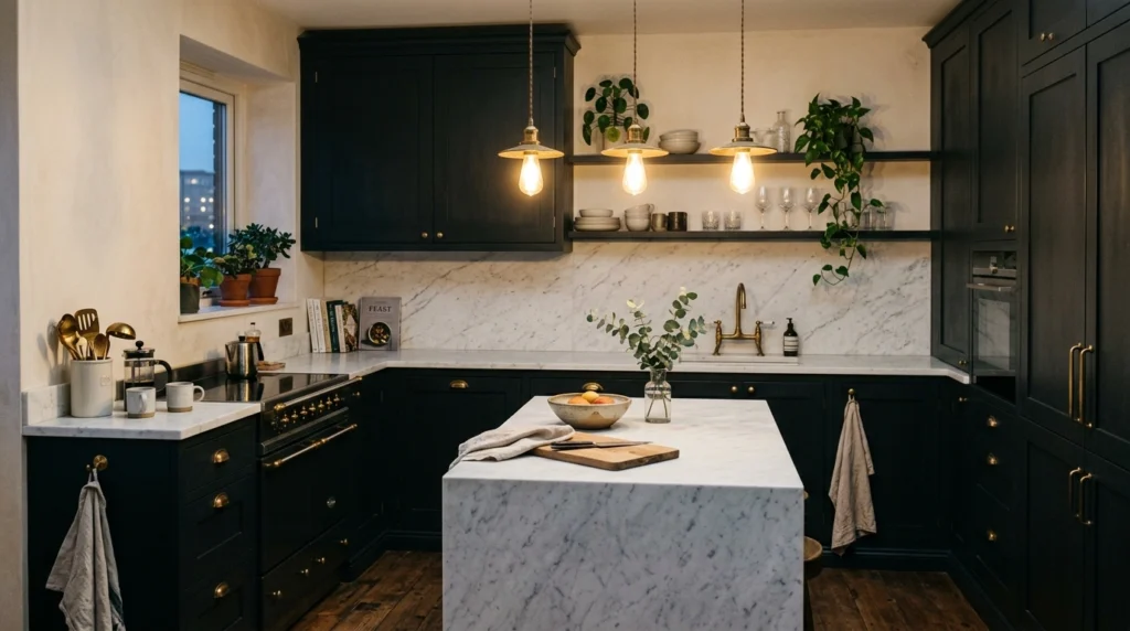 3. Chalky Charcoal Black Cabinets