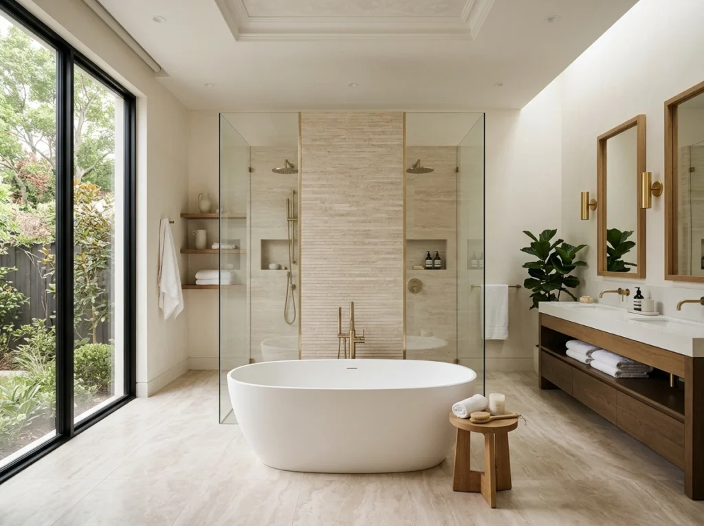 3. The L-Shaped Corner Vanity with Pull-Out Organizers