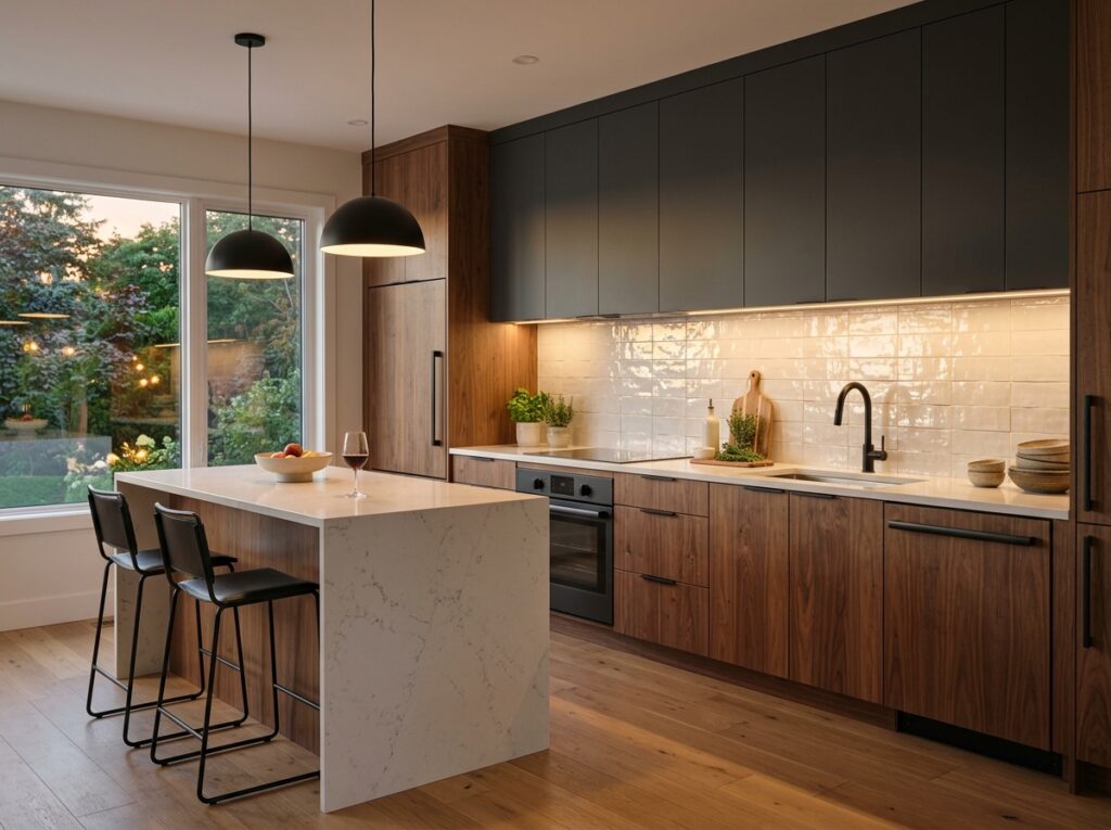 4. Charcoal Gray and Textured Walnut
