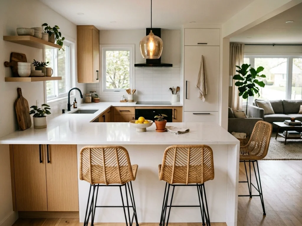 4. The Modified U-Shape with a Peninsula Breakfast Bar