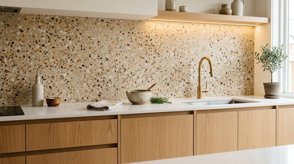 04. Warm Terrazzo Slab Backsplash