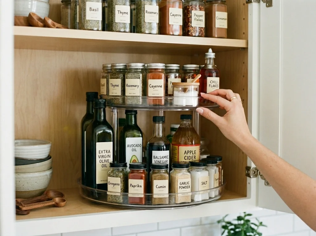 4. Hanging Pot Racks to Clear Out Deep Cabinets