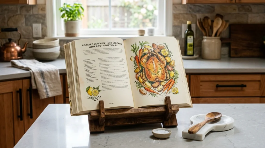 4. The Functional Cookbook Stand and Marble Spoon Rest