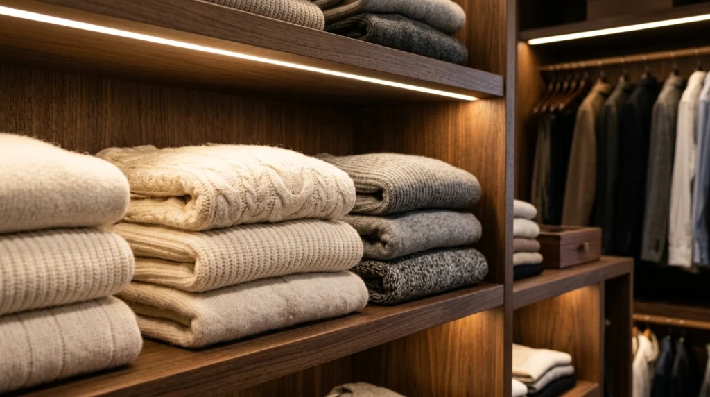4. Warm Under-Shelf LED Ribbon Lighting