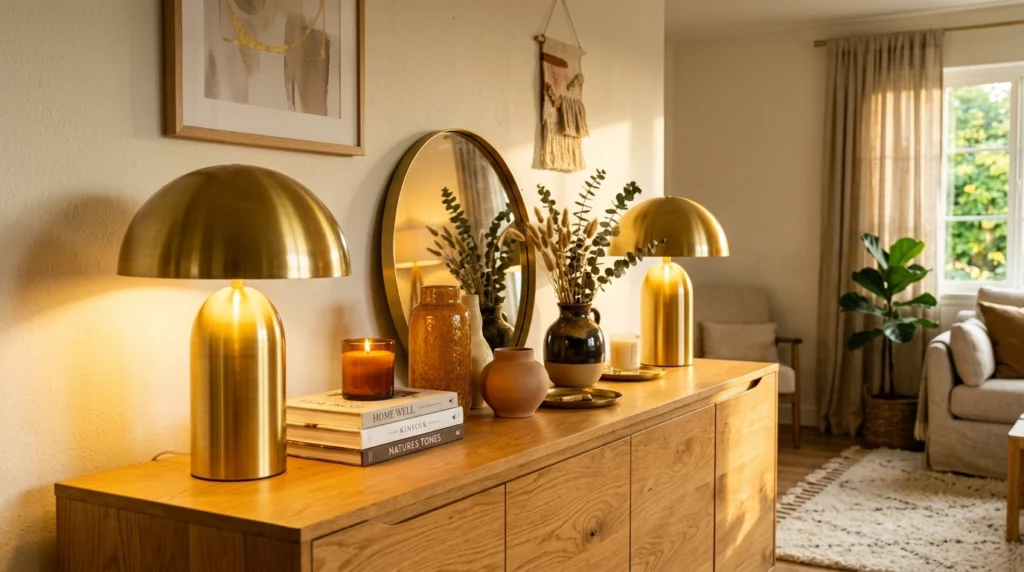 5. Golden Hour Brass & Honey Woods