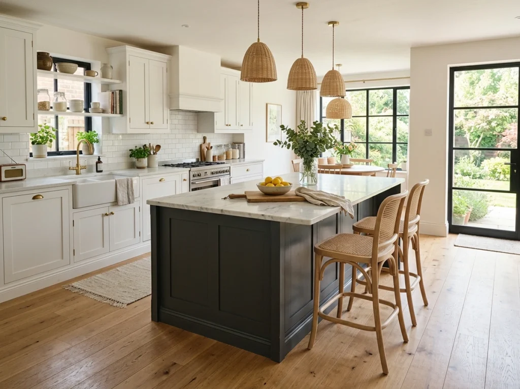 5. The Deep Charcoal Island in an All-White Surround