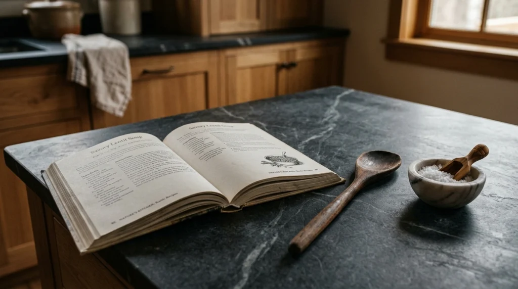 5. Honed Soapstone Countertops with Natural Patina