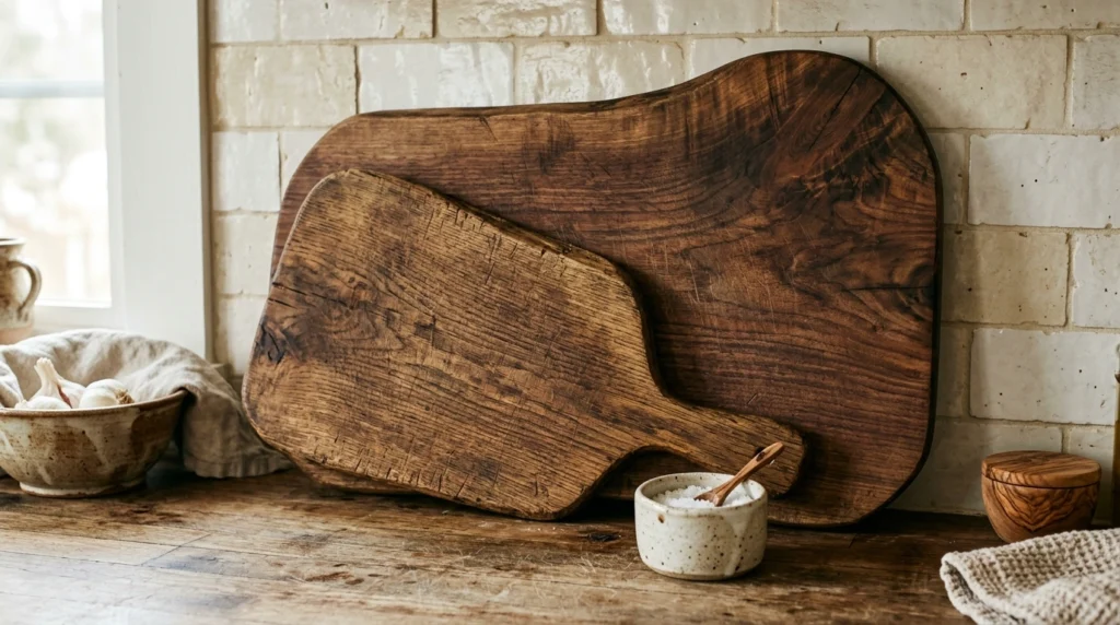 5. The Layered Textured Wooden Cutting Boards
