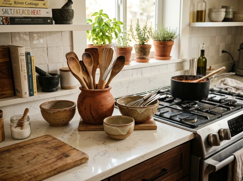 6. Earthy Terracotta and Ceramic Accents