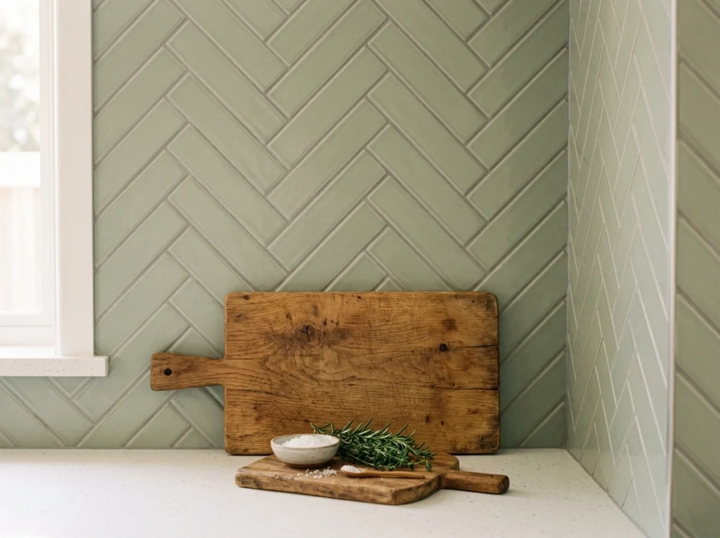 6. Elegant Herringbone Pattern in Muted Tones