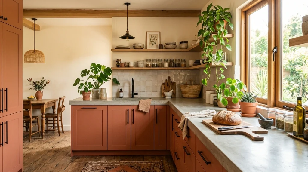 6. Earthy Terracotta Cabinets