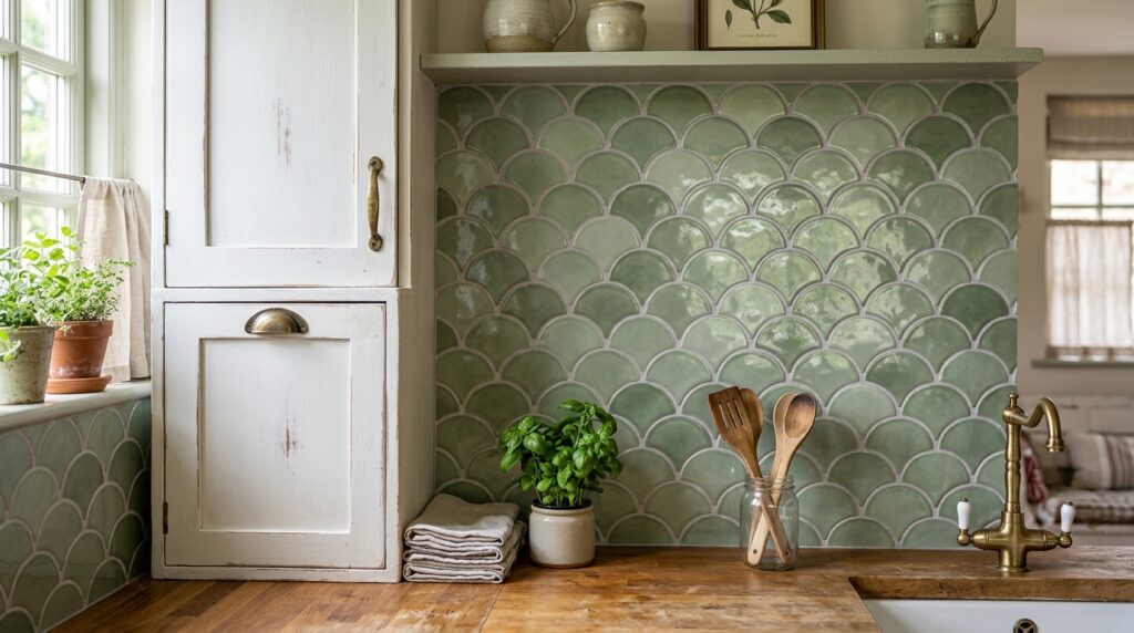 07. Soft Sage Green Fish Scale Tiles