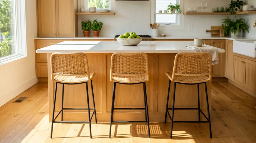 Woven Rattan or Seagrass Counter Stools