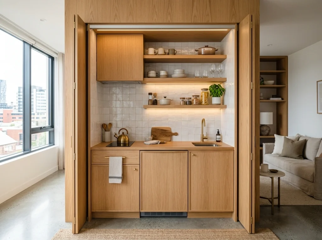 8. The Hidden Workstation "Closet" Kitchen