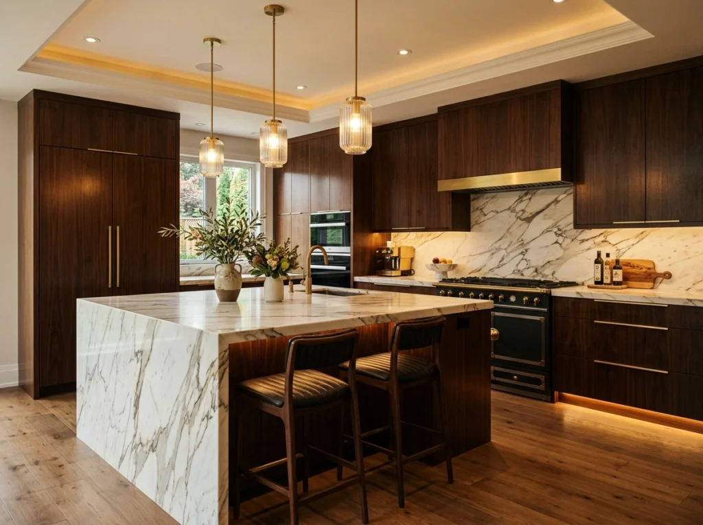 7. Cerused Oak Cabinets for High-Contrast Coastal Texture