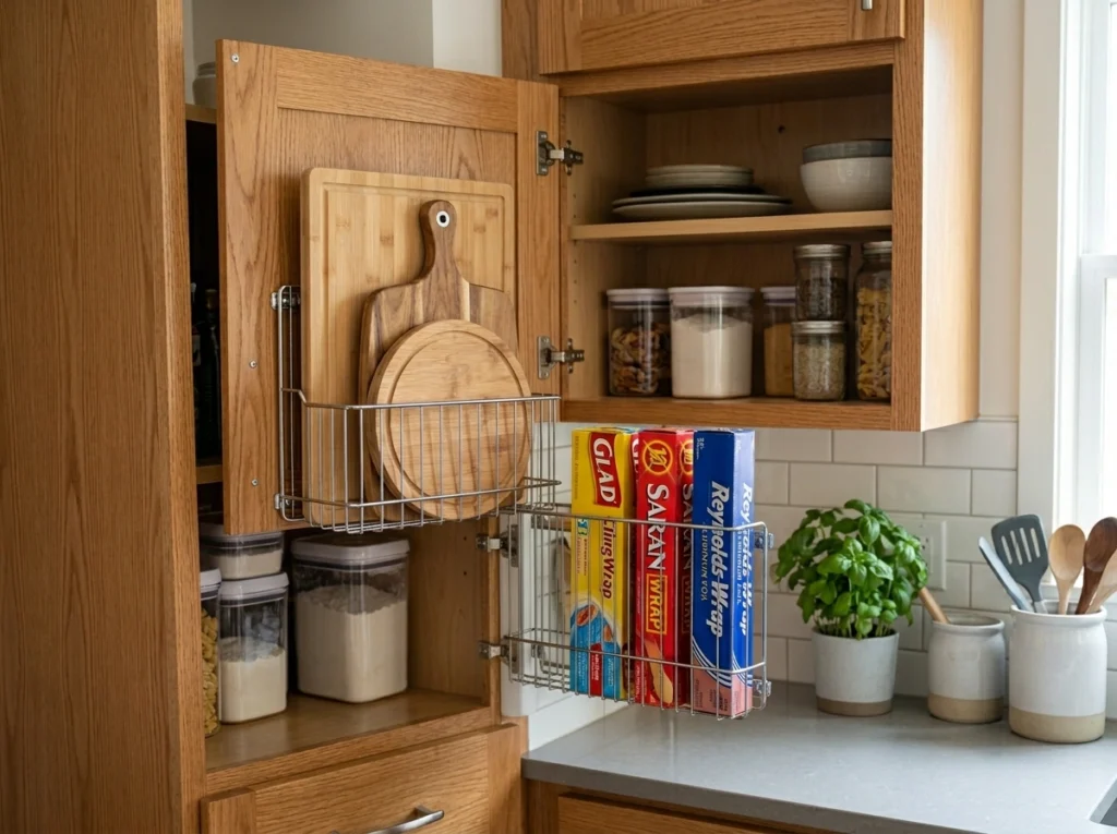 8. Cabinet Door Organizers for Hidden Storage