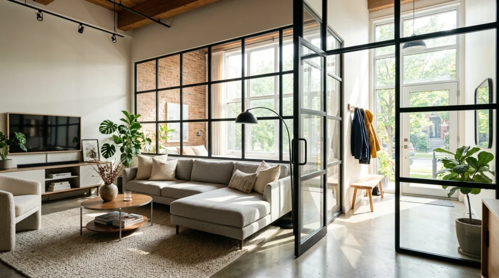 08. Minimalist Matte Black Steel Partition Wall