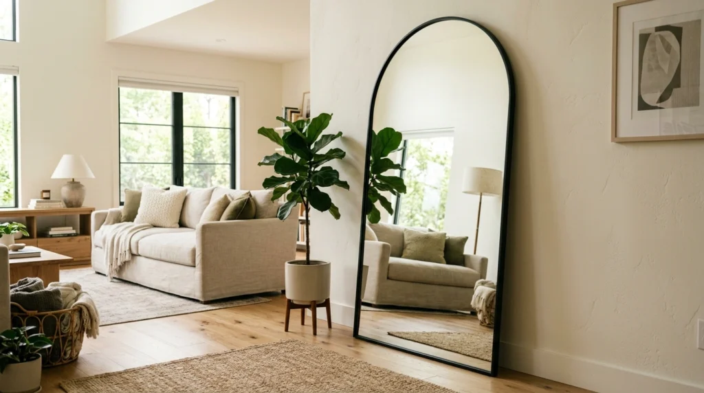 8. The Oversized Black-Framed Floor Mirror