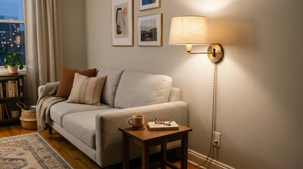 9. Plug-In Brass Wall Sconces