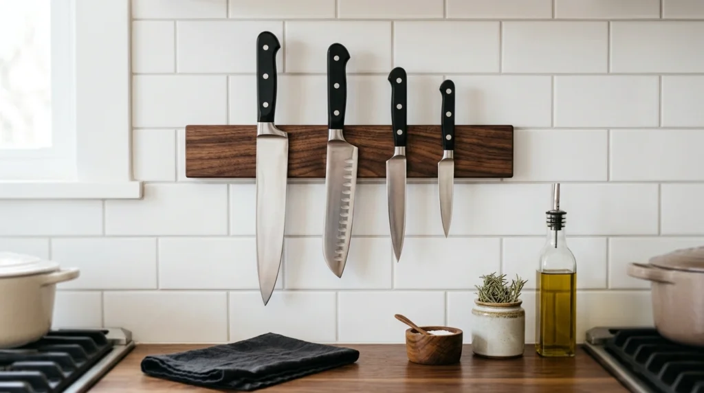 9. The Magnetic Walnut Knife Strip