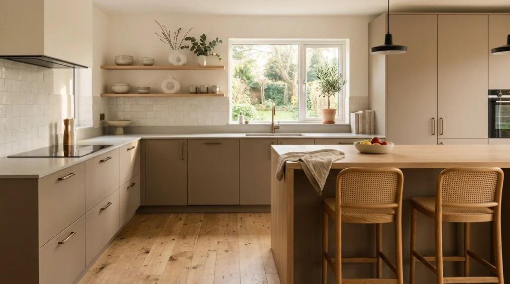 9. Warm Taupe Cabinets