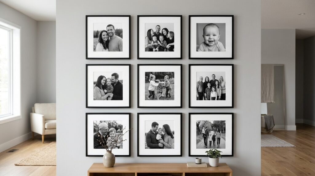 Graphic Black-and-White Family Photo Grid