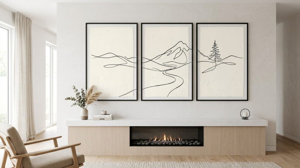 Minimalist Three-Piece Triptych Art
