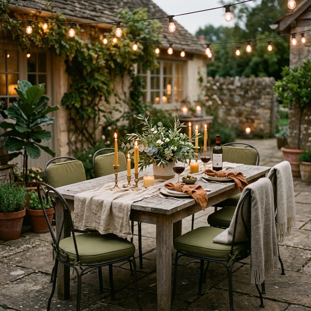 A Dining Set Under String Lights