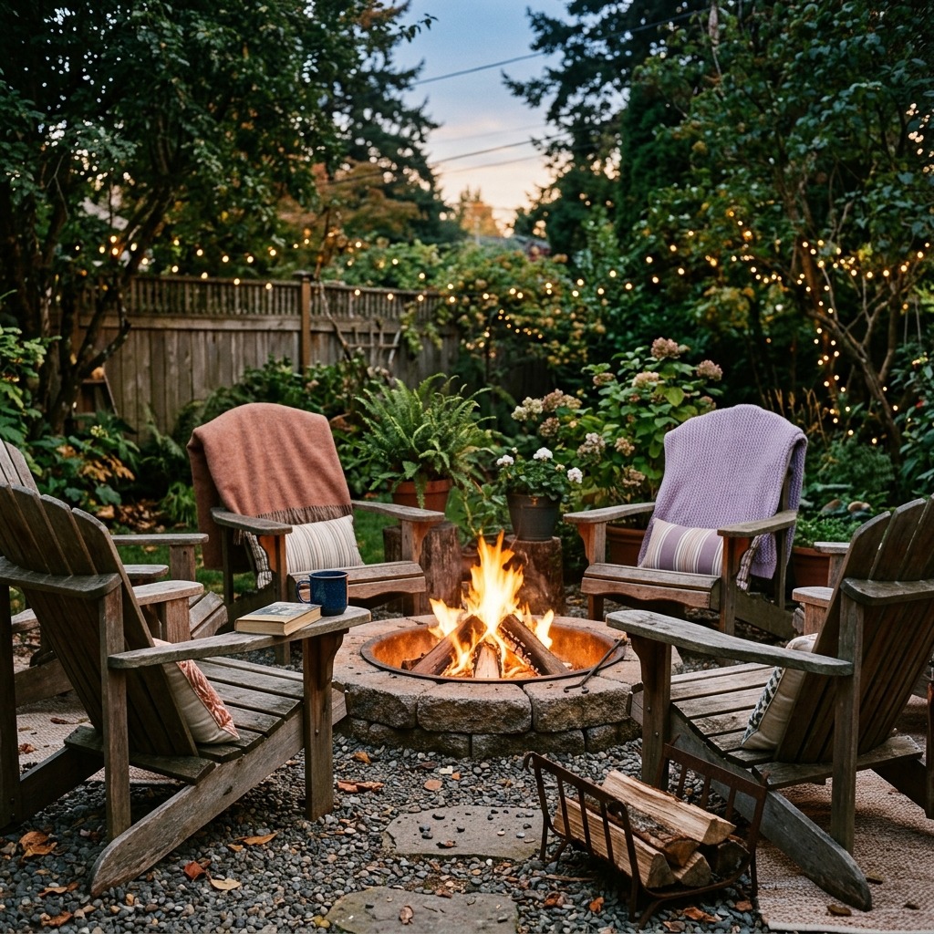 Adirondack Chairs Around a Fire Pit