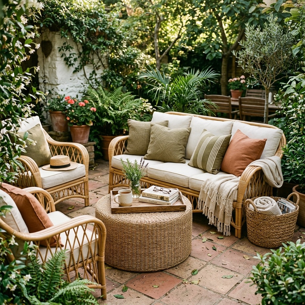 A Rattan Lounge Set for Natural Texture