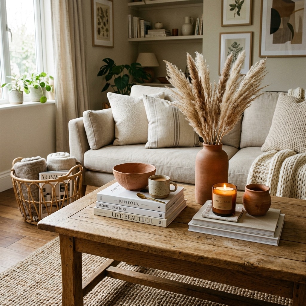 Style a Cozy Coffee Table with Earthy Decor
