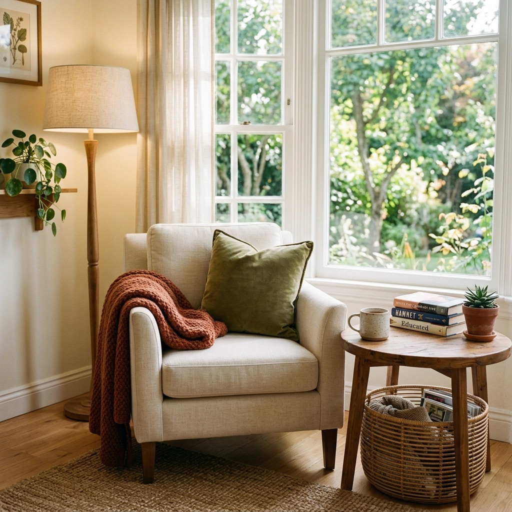 Cozy Reading Corner with Terracotta Accents