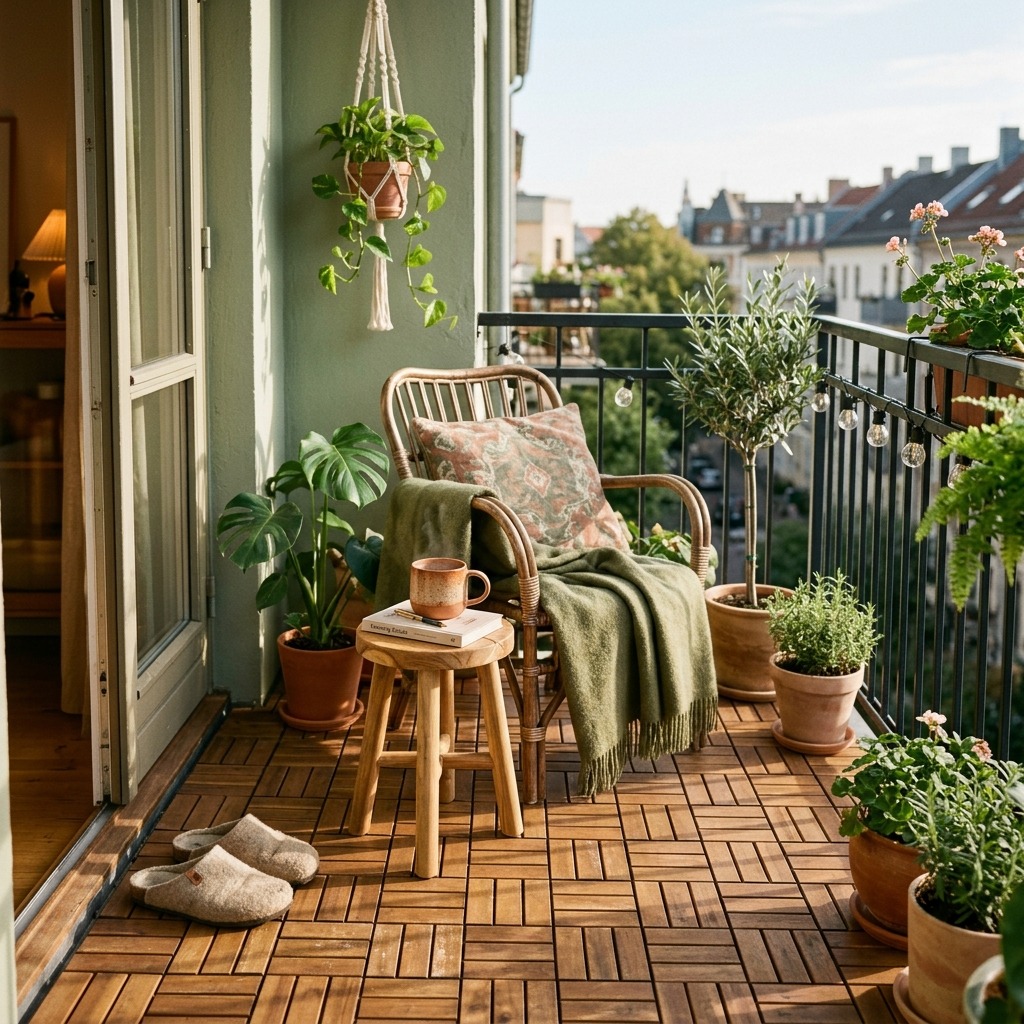 Start With Warm-Toned Wooden Deck Tiles