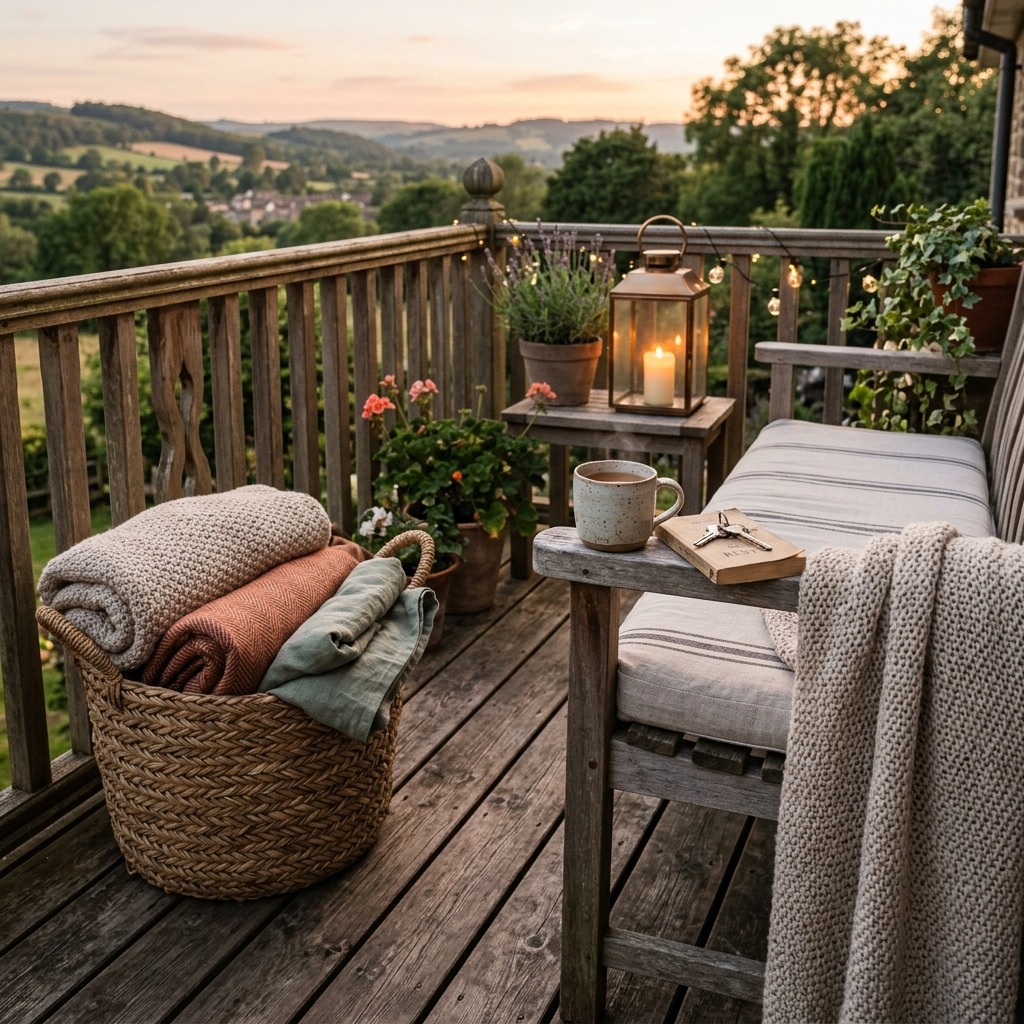 A Basket of Throw Blankets for Cooler Nights