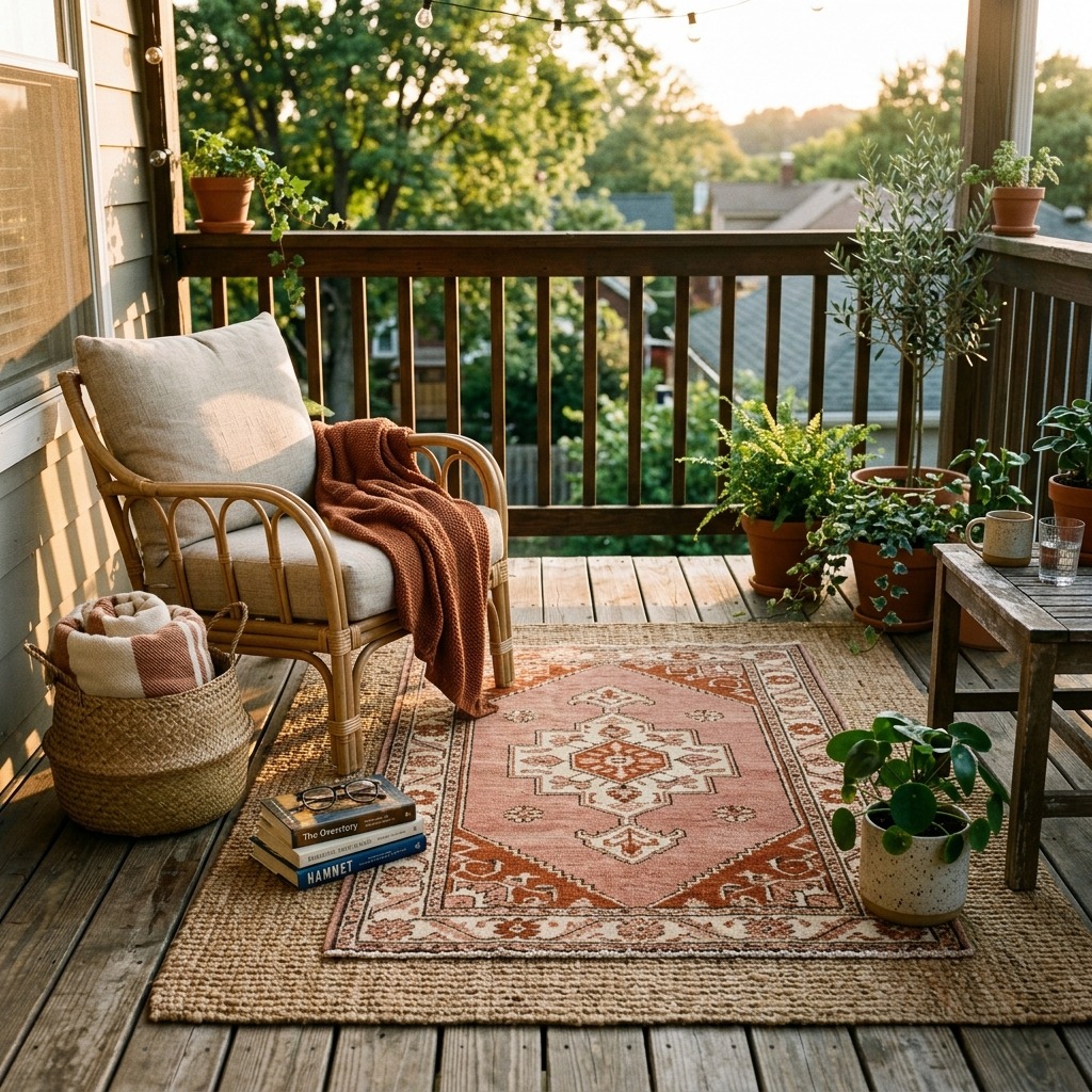 Layered Outdoor Rugs for Instant Coziness